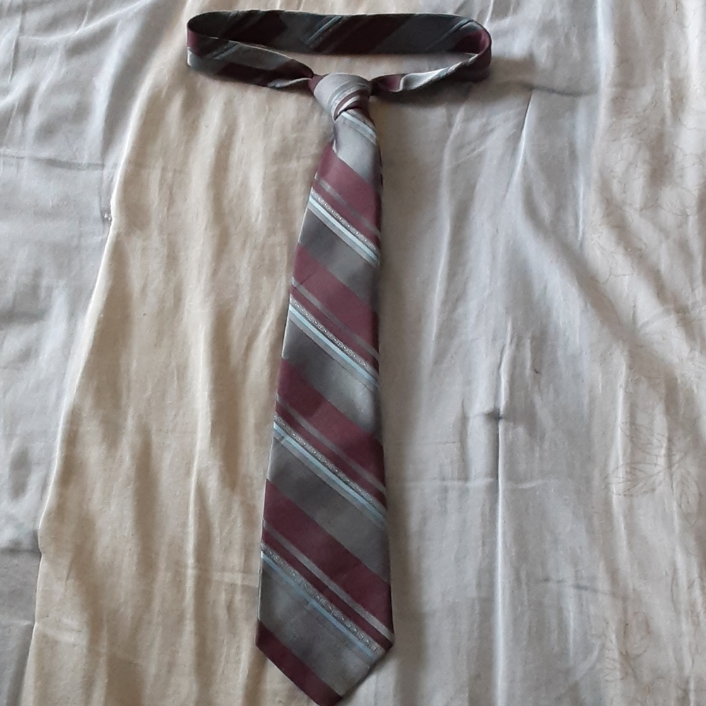 ✨ Blue and Maroon Striped Tie